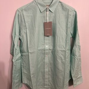 Everlane Women’s Mint Stripe Silky Cotton‎ Button Down Shirt